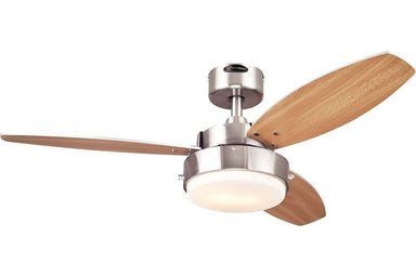 Westinghouse 7247300 42" Alloy in Brushed Nickel with Reversible Beech and Wengue Blades Indoor Rated Ceiling Fan