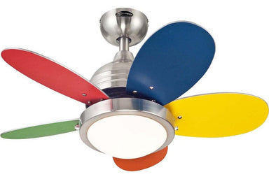 Westinghouse 7247500 30" Roundabout in Brushed Nickel with Reversible Multi-Colored and White Blades Indoor Rated Ceiling Fan