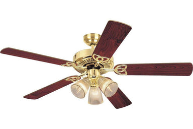 Westinghouse 7804365 52" Vintage in Polished Brass with Reversible Oak and Walnut Blades Indoor Rated Ceiling Fan