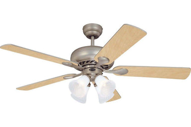 Westinghouse 7807765 52" Swirl in Brushed Pewter with Reversible Light Maple and White Blades Indoor Rated Ceiling Fan