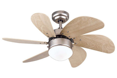 Westinghouse 7814465 30" Turbo Swirl in Brushed Aluminum with Light Maple Blades Indoor Rated Ceiling Fan