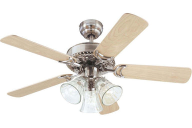 Westinghouse 7843565 42" Newtown in Brushed Nickel with Reversible Birds Eye Maple and Light Maple Blades Indoor Rated Ceiling Fan