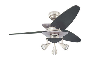 Westinghouse 7850700 42" Vector in Brushed Nickel with Reversible Graphite and Silver Blades Indoor Rated Ceiling Fan