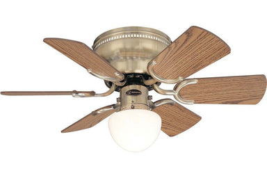 Westinghouse 7860300 30" Petite in Antique Brass with Reversible Oak and Walnut Blades Indoor Rated Ceiling Fan