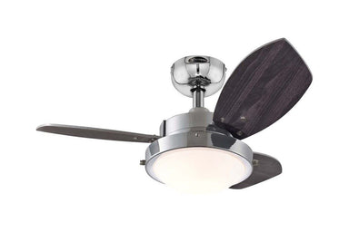 Westinghouse 7876300 30" Wengue in Chrome with Reversible Beech and Wengue Blades Indoor Rated Ceiling Fan