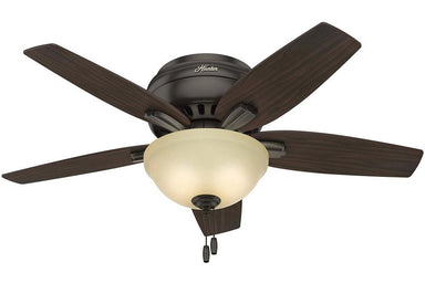 Hunter Newsome Collection - 42" Ceiling Fan in Premier Bronze with Low Profile Bowl Light Kit