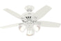 Hunter Newsome Collection - 42" Ceiling Fan in Fresh White Three Light Kit