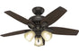 Hunter Newsome Collection - 42" Ceiling Fan in Premier Bronze Three Light Kit