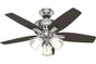 Hunter Newsome Collection - 42" Ceiling Fan in Brushed Nickel Three Light Kit