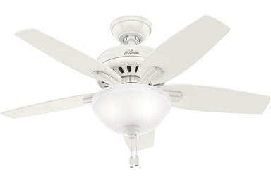 Hunter Newsome Collection - 42" Ceiling Fan in Fresh White Bowl Light Kit