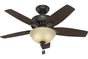 Hunter Newsome Collection - 42" Ceiling Fan in Premier Bronze Bowl Light Kit