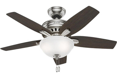 Hunter Newsome Collection - 42" Ceiling Fan in Brushed Nickel Bowl Light Kit