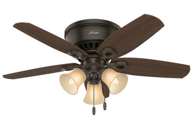 Hunter Builder Low Profile - 42" Ceiling Fan in New Bronze Three Light Kit