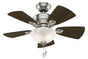 Hunter Watson - 34" Ceiling Fan in Brushed Nickel White Bowl Light Kit