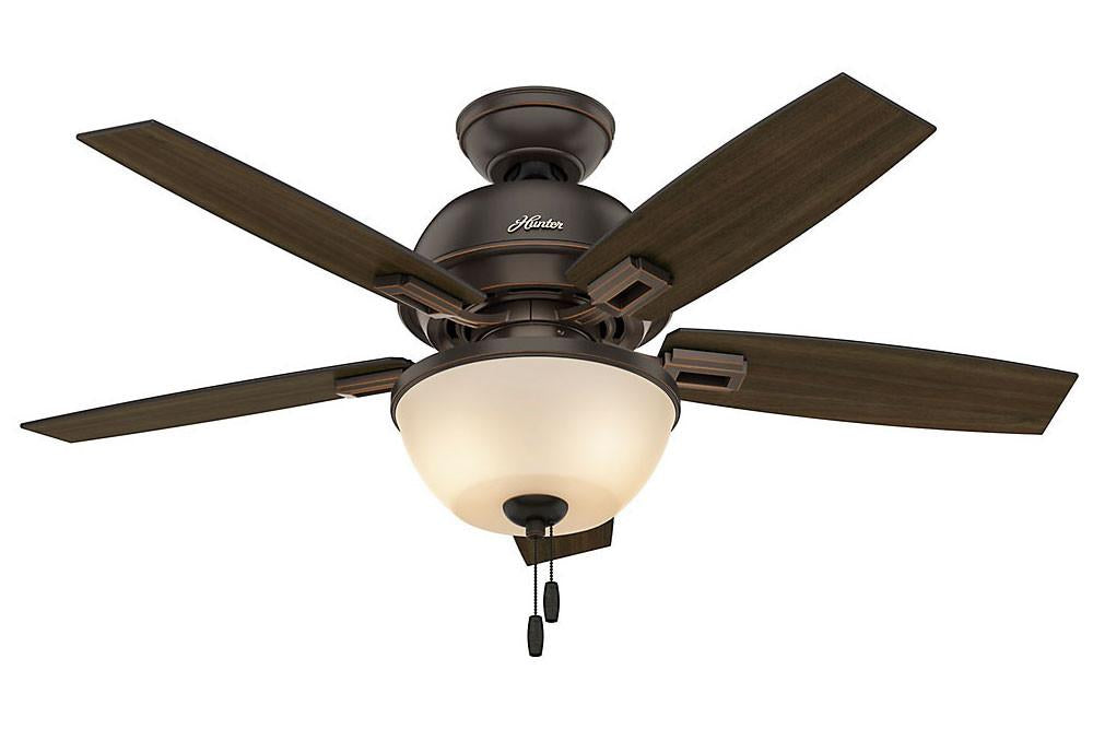 Hunter Donegan Collection - 44" Ceiling Fan in Onyx Bengal Bowl Light Kit