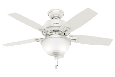 Hunter Donegan Collection - 44" Ceiling Fan in Fresh White Bowl Light Kit