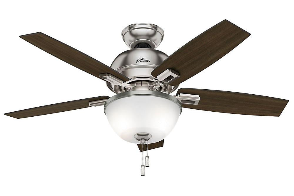 Hunter Donegan Collection - 44" Ceiling Fan in Brushed Nickel Bowl Light Kit