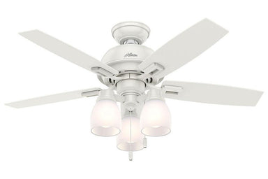 Hunter Donegan Collection - 44" Ceiling Fan in Fresh White Three Light Kit