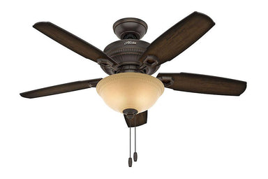 Hunter Ambrose Collection - 44" Ceiling Fan in Onyx Bengal Bowl Light Kit