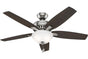 Hunter Newsome Collection - 52" Ceiling Fan in Brushed Nickel Bowl Light Kit