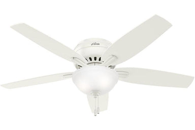 Hunter Newsome Collection - 52" Ceiling Fan in Fresh White Low Profile Bowl Light Kit