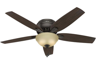 Hunter Newsome Collection - 52" Ceiling Fan in Premier Bronze Low Profile Bowl Light Kit