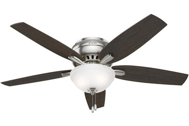 Hunter Newsome Collection - 52" Ceiling Fan in Brushed Nickel Low Profile Bowl Light Kit