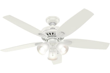 Hunter Newsome Collection - 52" Ceiling Fan in Fresh White Three Light Kit