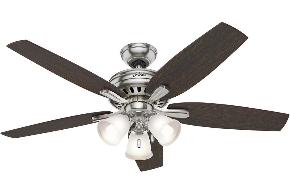 Hunter Newsome Collection - 52" Ceiling Fan in Brushed Nickel Three Light Kit