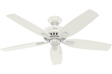 Hunter Newsome Collection - 52" Ceiling Fan in Fresh White No Light Kit- ETL Damp