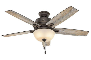 Hunter Donegan Collection - 52" Ceiling Fan in Onyx Bengal Bowl Light Kit