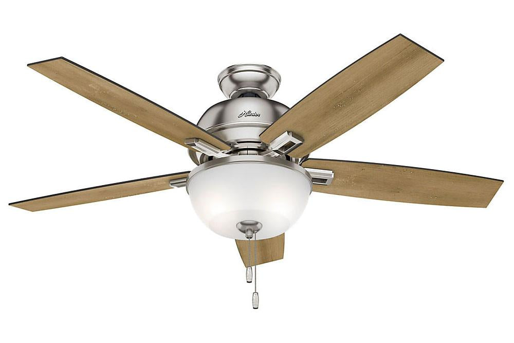 Hunter Donegan Collection - 52" Ceiling Fan in Brushed Nickel Bowl Light Kit