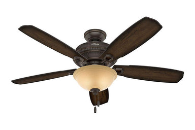 Hunter Ambrose Collection - 52" Ceiling Fan in Onyx Bengal Bowl Light Kit