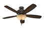 Hunter Ambrose Collection - 52" Ceiling Fan in Onyx Bengal Bowl Light Kit