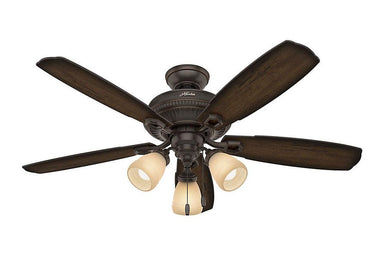 Hunter Ambrose Collection - 60" Ceiling Fan in Onyx Bengal Three Light Kit