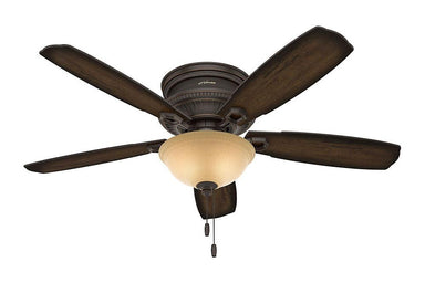 Hunter Ambrose Collection - 52" Ceiling Fan in Onyx Bengal Low Profile Bowl Light Kit