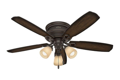 Hunter Ambrose Collection - 52" Ceiling Fan in Onyx Bengal Low Profile Three Light Kit