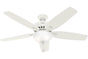 Hunter Newsome Collection - 56" Ceiling Fan in Fresh White Bowl Light Kit