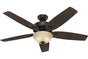 Hunter Newsome Collection - 56" Ceiling Fan in Premier Bronze Bowl Light Kit