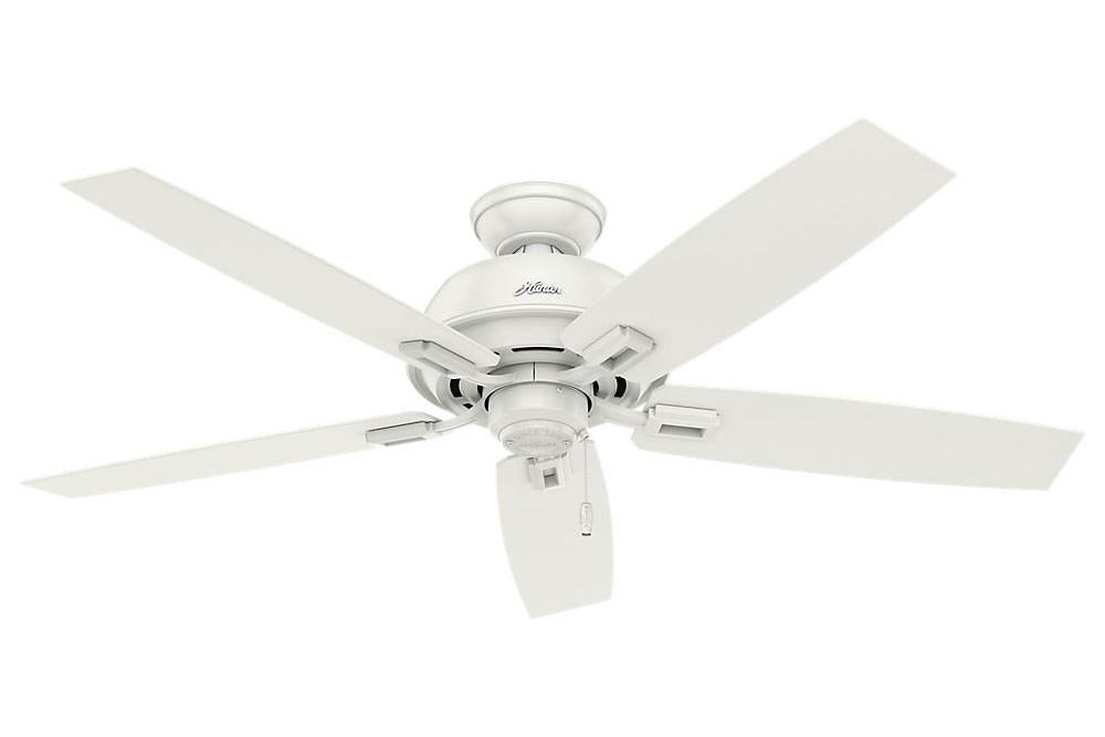 Hunter Donegan Collection - 52" Ceiling Fan in Fresh White No Light Kit- ETL Damp