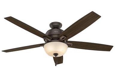 Hunter Donegan Collection - 60" Ceiling Fan in Onyx Bengal Bowl Light Kit