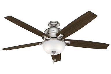 Hunter Donegan Collection - 60" Ceiling Fan in Brushed Nickel Bowl Light Kit