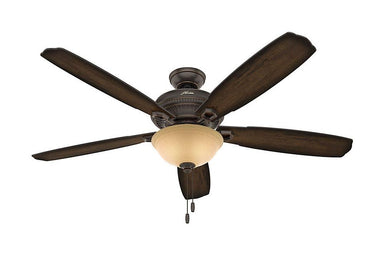 Hunter Ambrose Collection - 60" Ceiling Fan in Onyx Bengal Bowl Light Kit