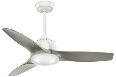 Casablanca Wisp - 44" Ceiling Fan in Fresh White with 3 Pewter blades - includes 4 speed handheld remote control