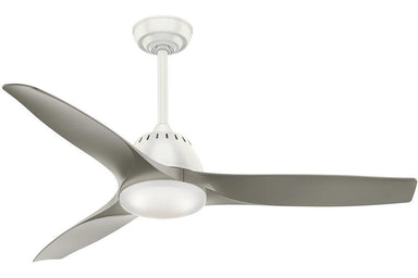 Casablanca Wisp - 52" Ceiling Fan in Fresh White with 3 Pewter blades - includes 4 speed handheld remote control