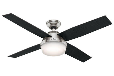 Hunter Dempsey Collection - 52" Ceiling Fan in Brushed Nickel Integrated Light Kit