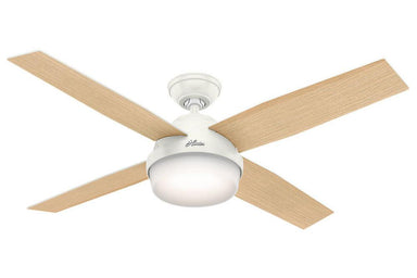 Hunter Dempsey Collection - 52" Ceiling Fan in Fresh White Integrated Light Kit