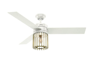 Hunter Ronan - 52" Ceiling Fan in Fresh White + Modern Brass