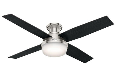 Hunter Dempsey Collection - 52" Ceiling Fan in Brushed Nickel Low Profile Integrated Light Kit