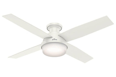 Hunter Dempsey Collection - 52" Ceiling Fan in Fresh White Low Profile Integrated Light Kit